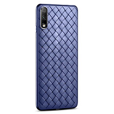 Coque Silicone Gel Motif Cuir Housse Etui S03 pour Huawei P Smart Z (2019) Bleu