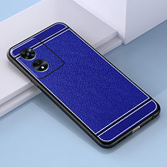 Coque Silicone Gel Motif Cuir Housse Etui S03 pour Oppo A1 Pro 5G Bleu