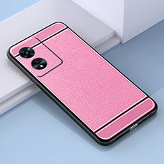 Coque Silicone Gel Motif Cuir Housse Etui S03 pour Oppo A1 Pro 5G Rose