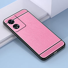 Coque Silicone Gel Motif Cuir Housse Etui S03 pour Oppo A1x 5G Rose