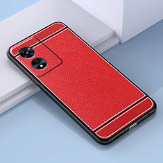 Coque Silicone Gel Motif Cuir Housse Etui S03 pour Oppo A78 5G Rouge