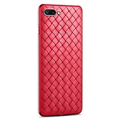 Coque Silicone Gel Motif Cuir Housse Etui S03 pour Oppo AX5 Rouge