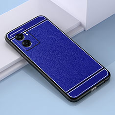 Coque Silicone Gel Motif Cuir Housse Etui S03 pour Oppo K10 5G India Bleu