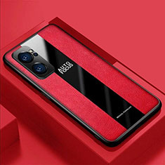 Coque Silicone Gel Motif Cuir Housse Etui S03 pour Oppo Reno7 Pro 5G Rouge