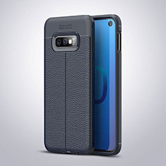 Coque Silicone Gel Motif Cuir Housse Etui S03 pour Samsung Galaxy S10e Bleu