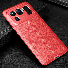 Coque Silicone Gel Motif Cuir Housse Etui S03 pour Xiaomi Mi 11 Ultra 5G Rouge