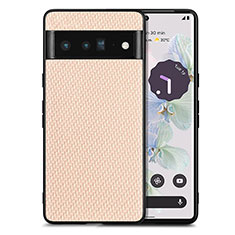 Coque Silicone Gel Motif Cuir Housse Etui S03D pour Google Pixel 6 Pro 5G Or