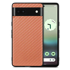 Coque Silicone Gel Motif Cuir Housse Etui S03D pour Google Pixel 6a 5G Marron