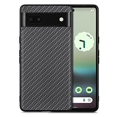 Coque Silicone Gel Motif Cuir Housse Etui S03D pour Google Pixel 6a 5G Noir