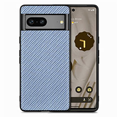 Coque Silicone Gel Motif Cuir Housse Etui S03D pour Google Pixel 7 5G Bleu