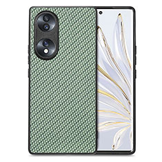 Coque Silicone Gel Motif Cuir Housse Etui S03D pour Huawei Honor 70 5G Vert