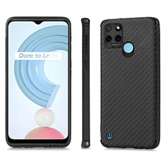 Coque Silicone Gel Motif Cuir Housse Etui S03D pour Realme C21Y Noir