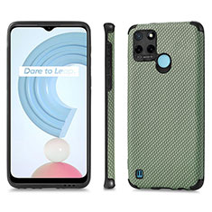 Coque Silicone Gel Motif Cuir Housse Etui S03D pour Realme C25Y India Vert