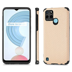 Coque Silicone Gel Motif Cuir Housse Etui S03D pour Realme C25Y Or