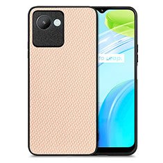 Coque Silicone Gel Motif Cuir Housse Etui S03D pour Realme C30 Or