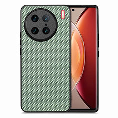 Coque Silicone Gel Motif Cuir Housse Etui S03D pour Vivo X90 Pro 5G Vert