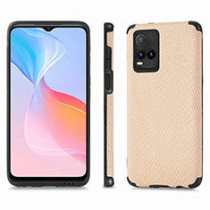 Coque Silicone Gel Motif Cuir Housse Etui S03D pour Vivo Y21a Or