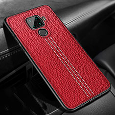 Coque Silicone Gel Motif Cuir Housse Etui S04 pour Huawei Nova 5z Rouge