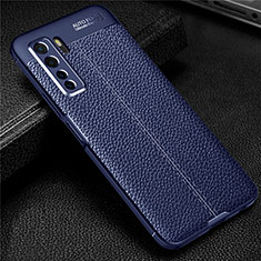 Coque Silicone Gel Motif Cuir Housse Etui S04 pour Huawei Nova 7 SE 5G Bleu