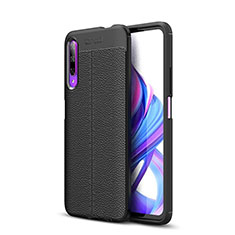 Coque Silicone Gel Motif Cuir Housse Etui S04 pour Huawei P Smart Pro (2019) Noir