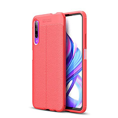 Coque Silicone Gel Motif Cuir Housse Etui S04 pour Huawei P Smart Pro (2019) Rouge