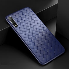 Coque Silicone Gel Motif Cuir Housse Etui S04 pour Huawei P Smart Z (2019) Bleu