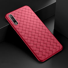 Coque Silicone Gel Motif Cuir Housse Etui S04 pour Huawei P Smart Z (2019) Rouge