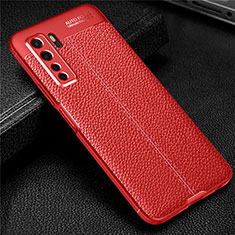 Coque Silicone Gel Motif Cuir Housse Etui S04 pour Huawei P40 Lite 5G Rouge