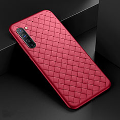 Coque Silicone Gel Motif Cuir Housse Etui S04 pour Oppo F15 Rouge