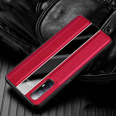 Coque Silicone Gel Motif Cuir Housse Etui S04 pour Oppo Reno3 Pro Rouge