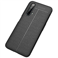 Coque Silicone Gel Motif Cuir Housse Etui S04 pour Realme X50 5G Noir