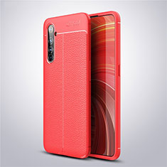 Coque Silicone Gel Motif Cuir Housse Etui S04 pour Realme X50 Pro 5G Rouge