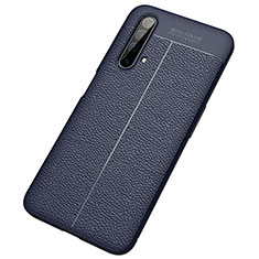 Coque Silicone Gel Motif Cuir Housse Etui S04 pour Realme X50t 5G Bleu