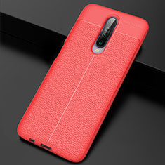 Coque Silicone Gel Motif Cuir Housse Etui S04 pour Xiaomi Redmi K30 4G Rouge