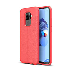 Coque Silicone Gel Motif Cuir Housse Etui S05 pour Huawei Nova 5i Pro Rouge