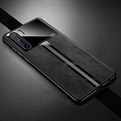 Coque Silicone Gel Motif Cuir Housse Etui S05 pour Oppo A91 Noir