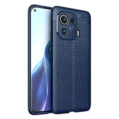 Coque Silicone Gel Motif Cuir Housse Etui S05 pour Xiaomi Mi 11 Pro 5G Bleu