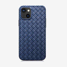 Coque Silicone Gel Motif Cuir Housse Etui S06 pour Apple iPhone 14 Bleu