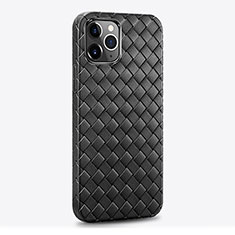 Coque Silicone Gel Motif Cuir Housse Etui S06 pour Apple iPhone 14 Pro Max Noir