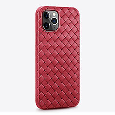 Coque Silicone Gel Motif Cuir Housse Etui S06 pour Apple iPhone 14 Pro Rouge