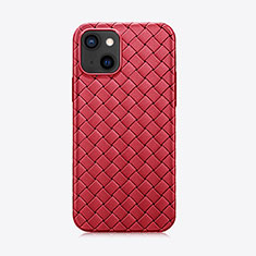 Coque Silicone Gel Motif Cuir Housse Etui S06 pour Apple iPhone 14 Rouge