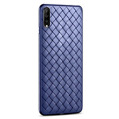 Coque Silicone Gel Motif Cuir Housse Etui S06 pour Huawei P Smart Pro (2019) Bleu