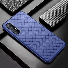 Coque Silicone Gel Motif Cuir Housse Etui S08 pour Oppo Reno3 Pro Bleu