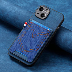 Coque Silicone Gel Motif Cuir Housse Etui SD1 pour Apple iPhone 13 Bleu