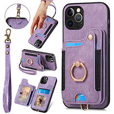 Coque Silicone Gel Motif Cuir Housse Etui SD1 pour Apple iPhone 15 Pro Violet Clair