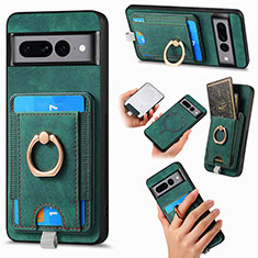 Coque Silicone Gel Motif Cuir Housse Etui SD1 pour Google Pixel 7 Pro 5G Vert