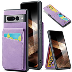 Coque Silicone Gel Motif Cuir Housse Etui SD1 pour Google Pixel 7 Pro 5G Violet Clair