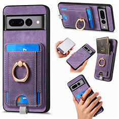 Coque Silicone Gel Motif Cuir Housse Etui SD1 pour Google Pixel 7 Pro 5G Violet Clair