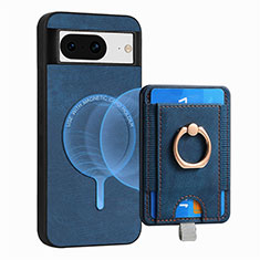 Coque Silicone Gel Motif Cuir Housse Etui SD1 pour Google Pixel 8 5G Bleu