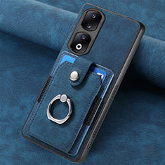 Coque Silicone Gel Motif Cuir Housse Etui SD1 pour Huawei Honor 90 Pro 5G Bleu